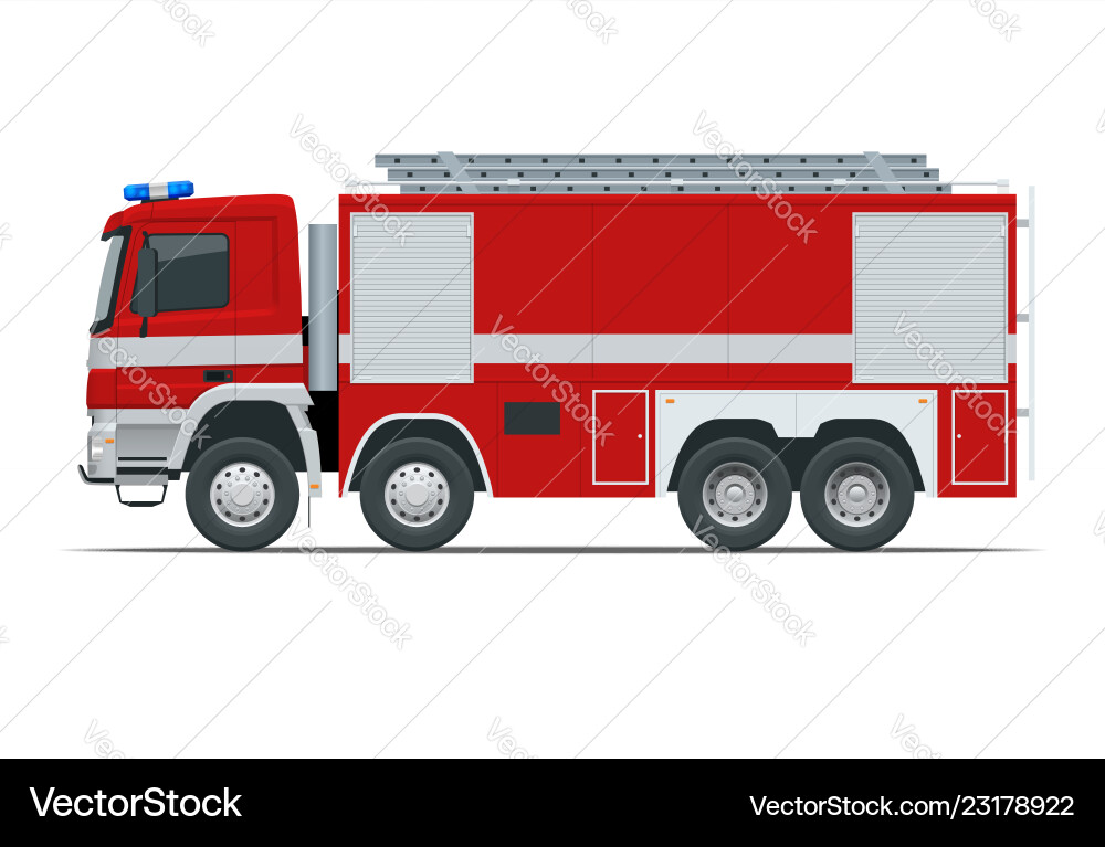Red fire truck vehicle of emergency firefighters Red fire truck vehicle of emergency firefighters vector image