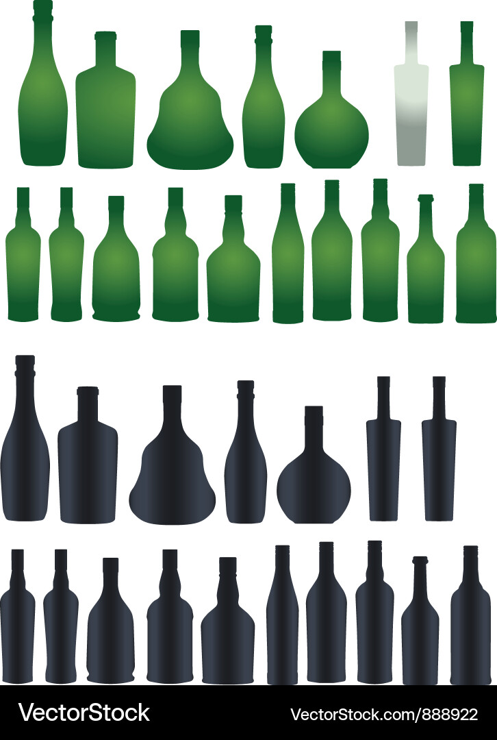 Silhouette Bottles Collection vector image