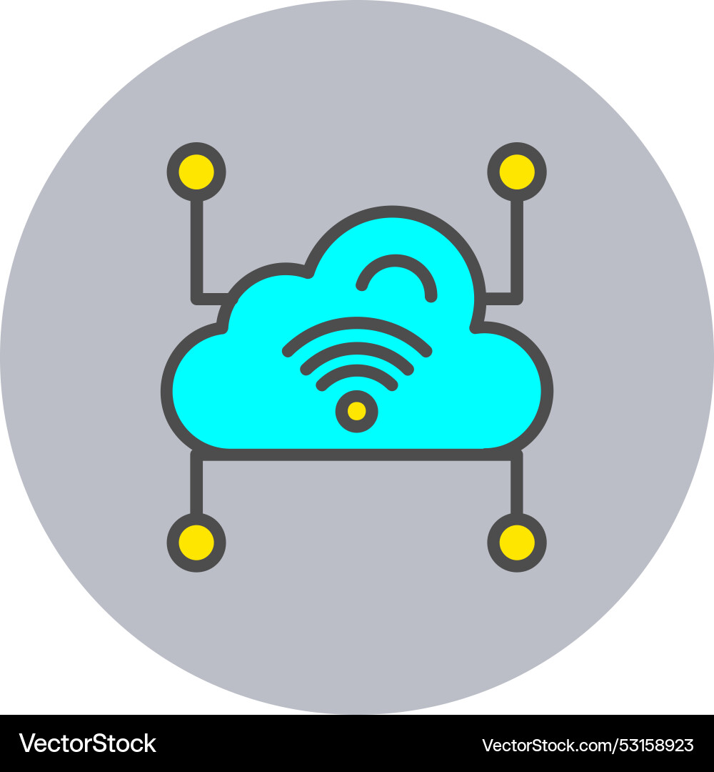 Cloud data line filled circle icon Vector Image
