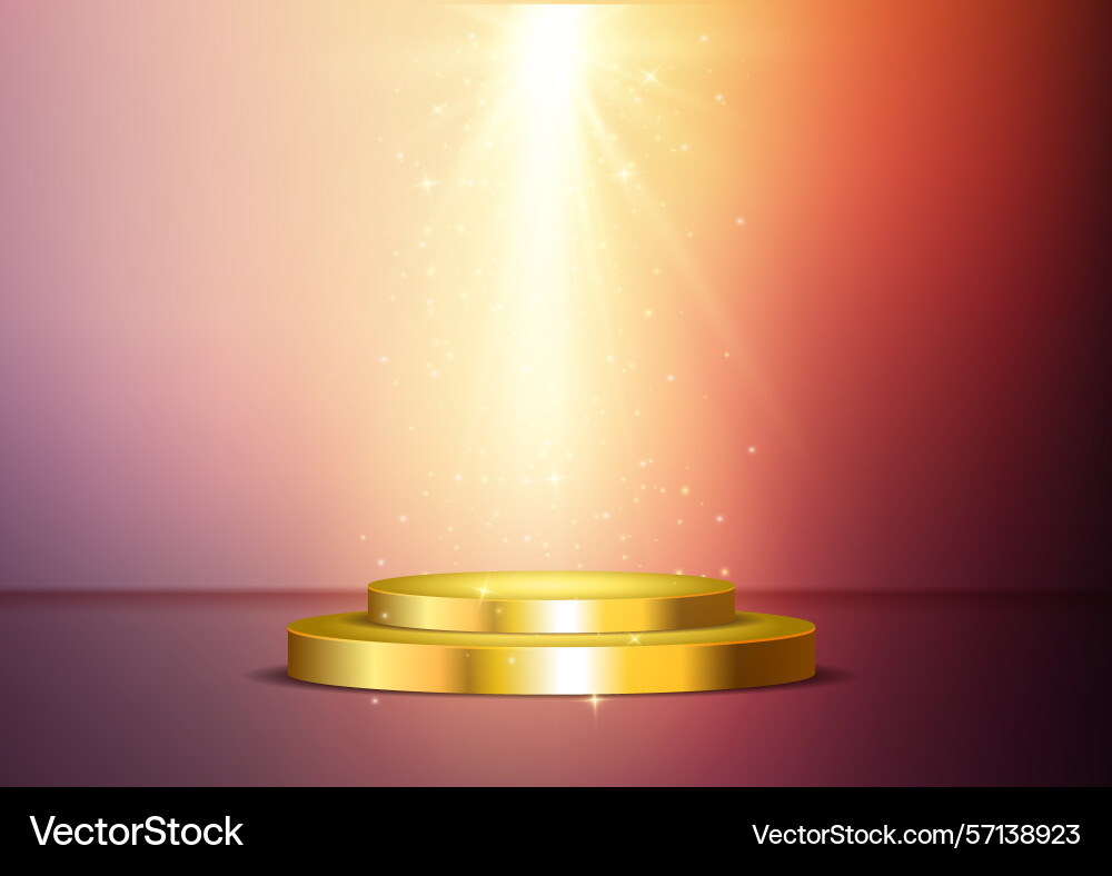 Display background with golden empty podium vector image