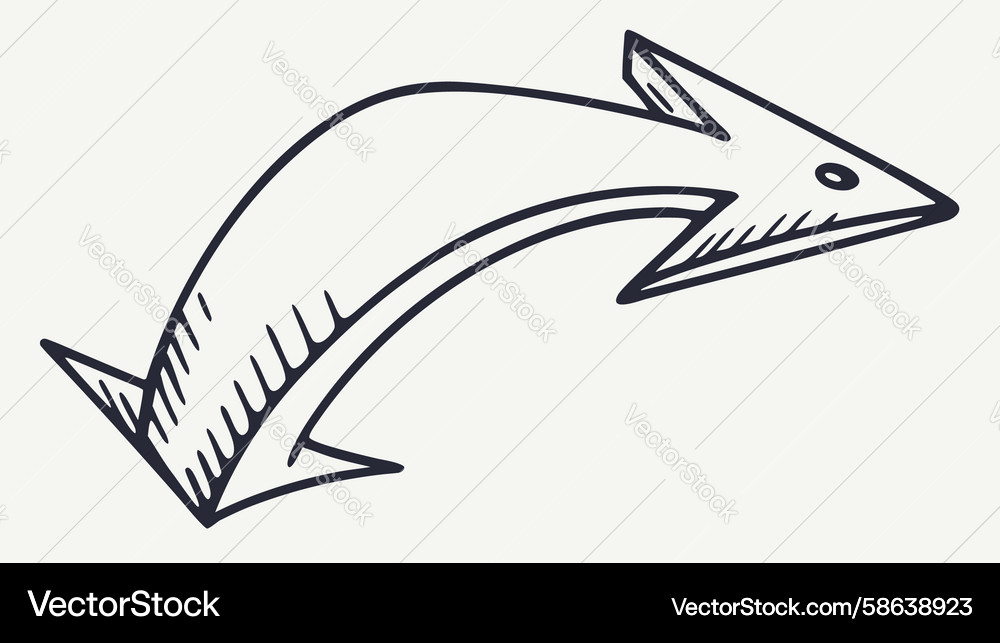 Dynamic Curved Arrow - Sketch Vector Image