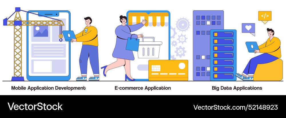 Mobile application development ecommerce app big Mobile application development ecommerce app big vector image