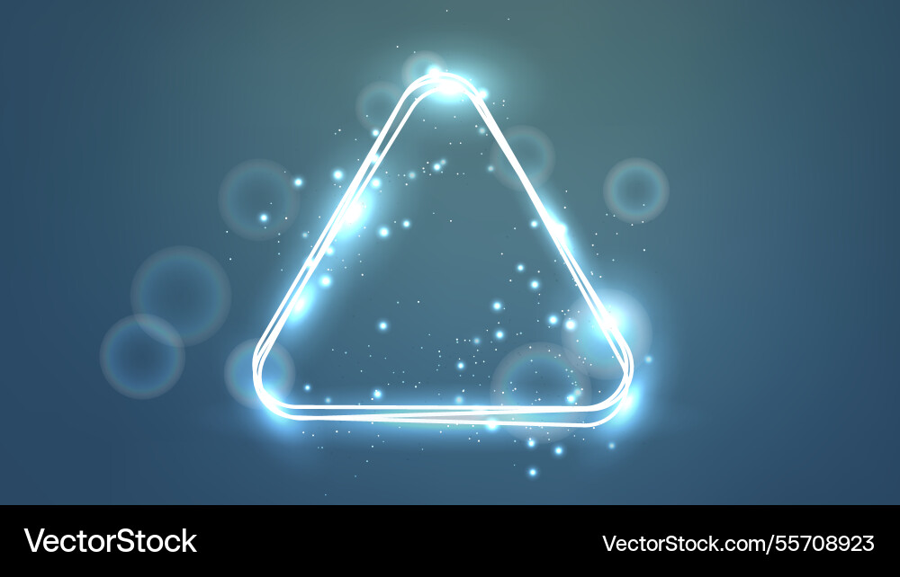 Neon rounded triangle frame with shining effects Neon rounded triangle frame with shining effects vector image