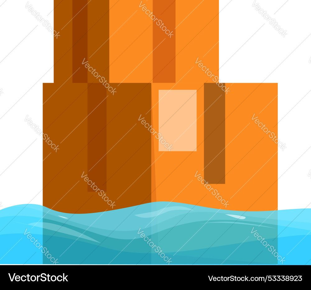 Stack of cardboard boxes floating on water surface Stack of cardboard boxes floating on water surface vector image