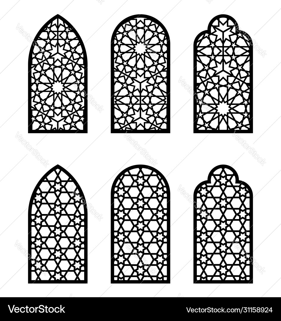 Arabic Arch Window & Door Pattern Royalty Free Vector
