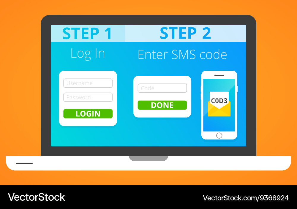 Authentication via sms vector image