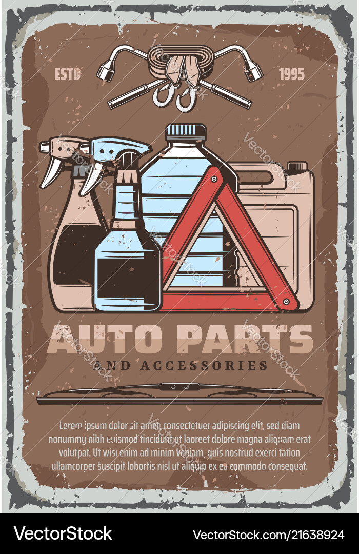 Autoflüssigkeiten und Autoteil Zubehör Shop Poster Autoflüssigkeiten und Autoteil Zubehör Shop Poster vektorbild