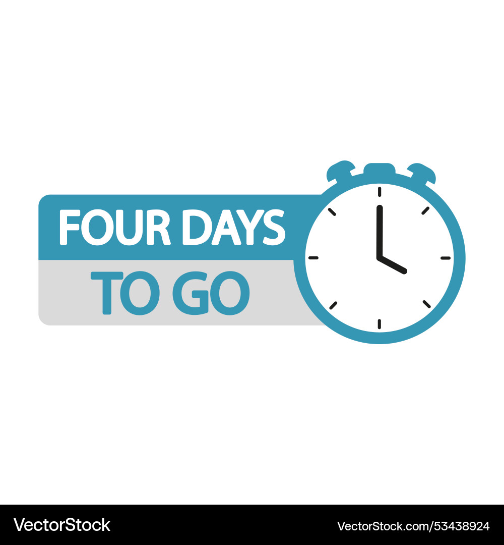 Countdown timer number four focus bold days Vector Image