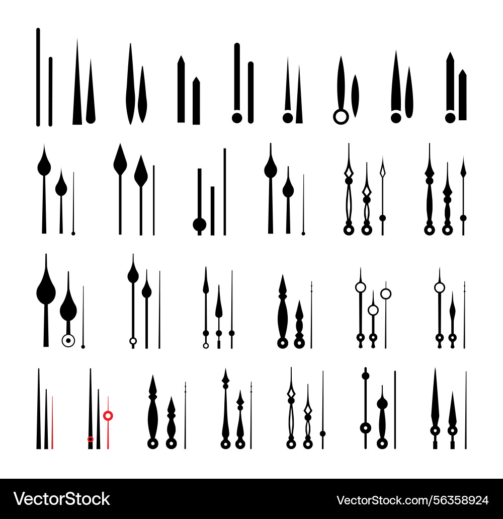 Different clock hands set Vector Image