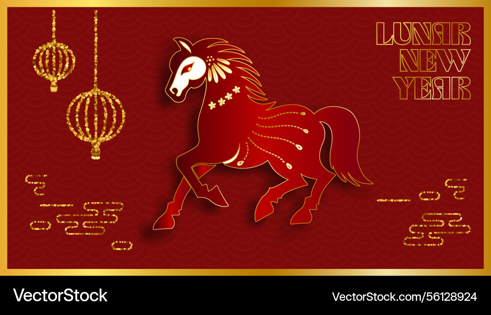 Elegant chinese horse lunar new year 2026 Elegant chinese horse lunar new year 2026 vector image