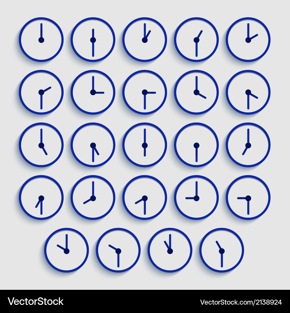 Flat Time Icons - Clock Collection Vector Image