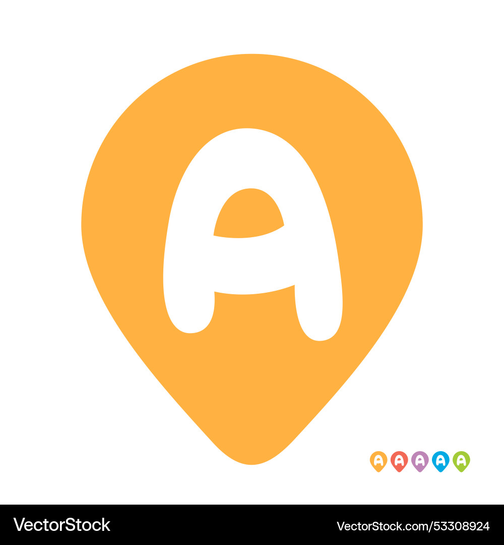 Letter a map pin location pointer icon design Letter a map pin location pointer icon design vector image