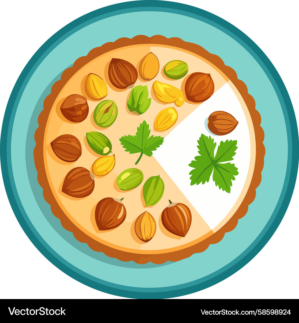 Nut Tart with Colorful Slice Vector Image