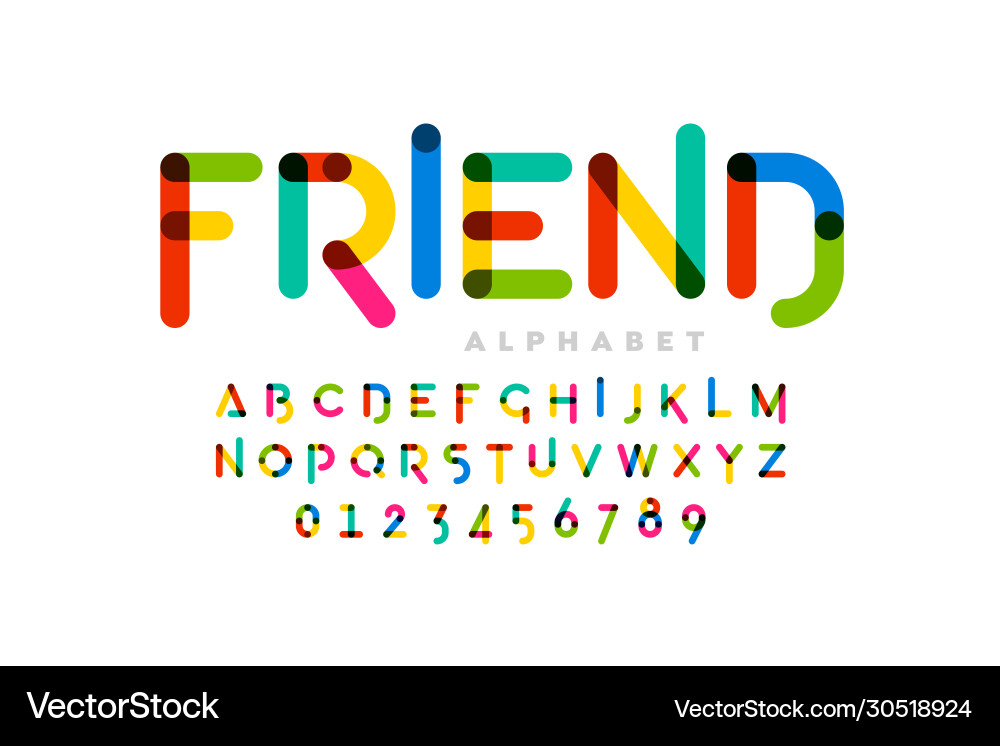 Playful children style colorful font design Playful children style colorful font design vector image