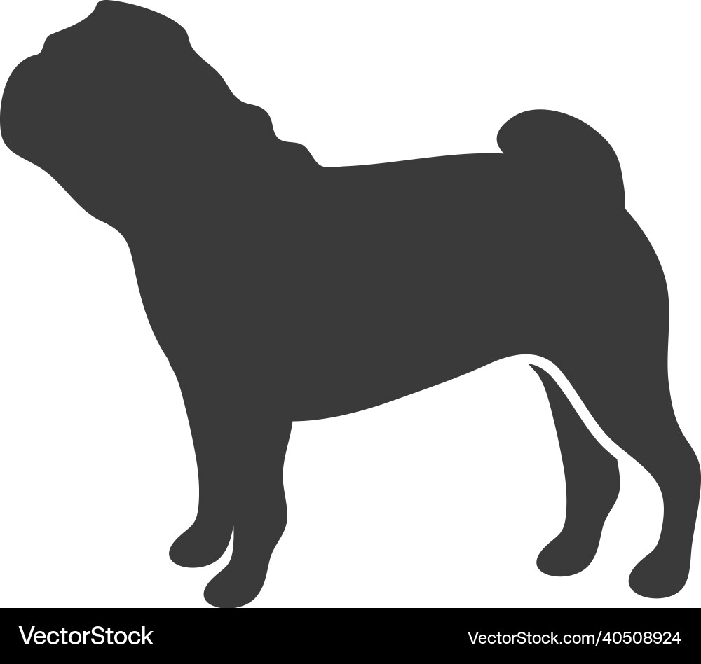 Pug Silhouette - Cute Dog Vector Image