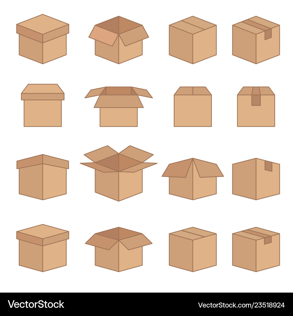 Set of abstract box line icons vector image