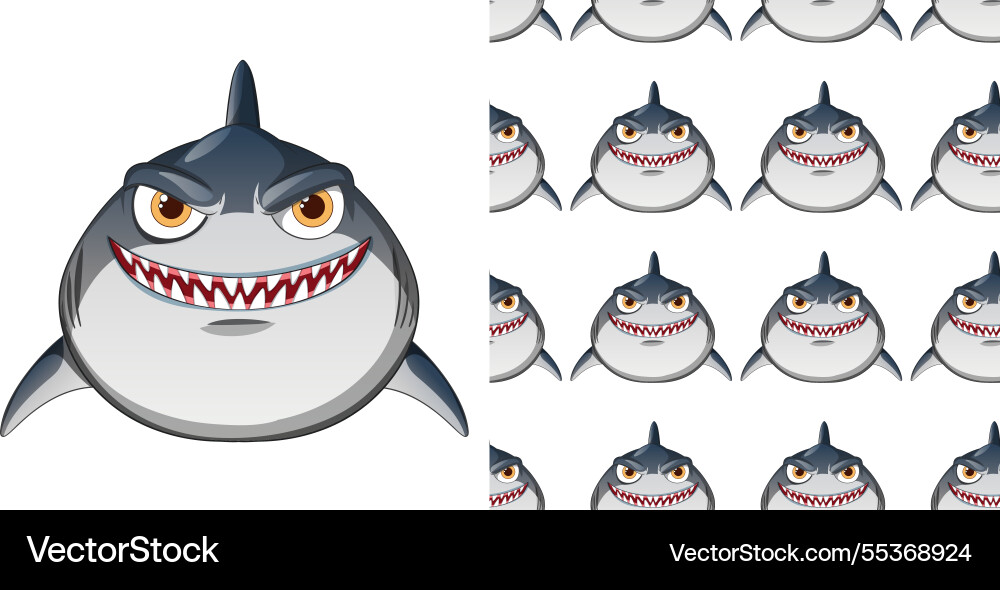 Sharks with grins in a repeating pattern Vector Image