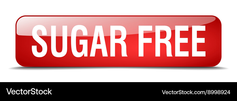 Sugar free red square 3d realistic isolated web Vector Image