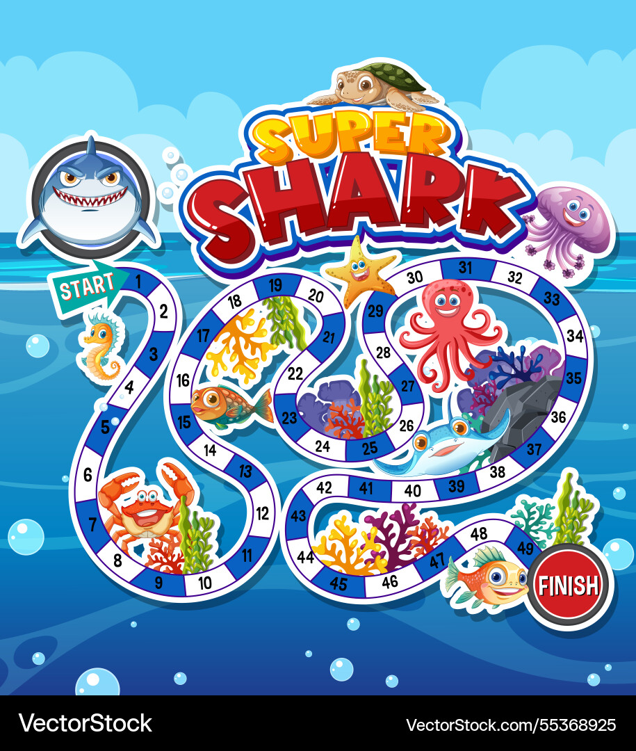 Colorful ocean-themed board game with marine Colorful ocean-themed board game with marine vector image