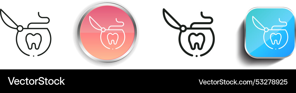 Dental floss icon thin linear regular and button Dental floss icon thin linear regular and button vector image