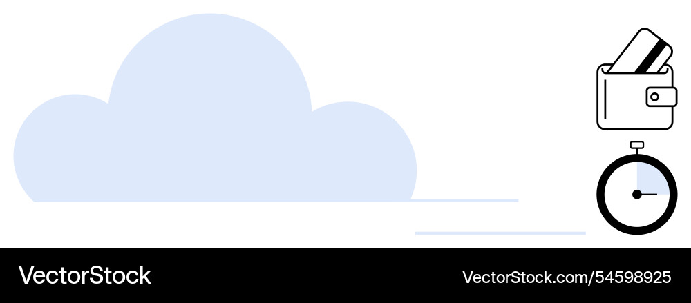 Digital wallet with cloud computing and stopwatch vector image
