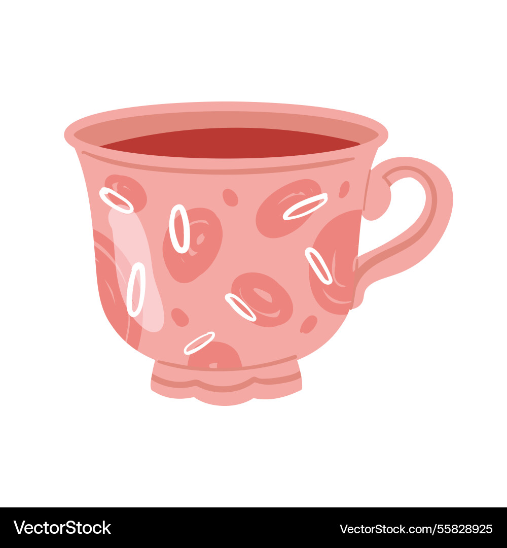 Eine charmante und schöne rosa Tasse mit Eine charmante und schöne rosa Tasse mit vektorbild