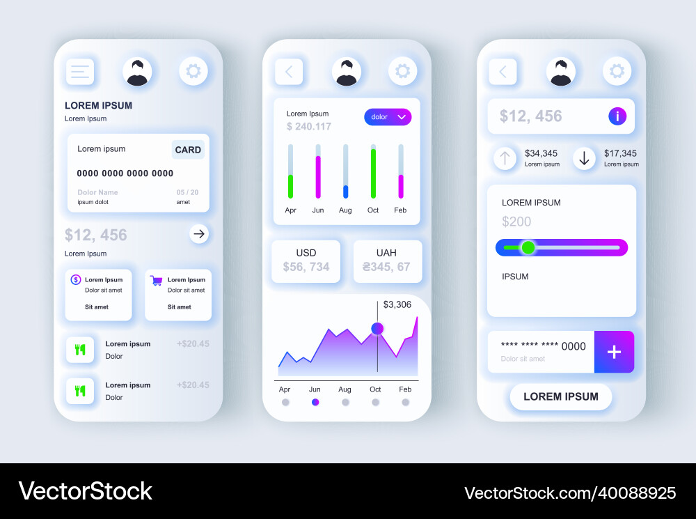 Finanzdienstleistungen Konzept neumorphic Templates set Finanzdienstleistungen Konzept neumorphic Templates set vektorbild