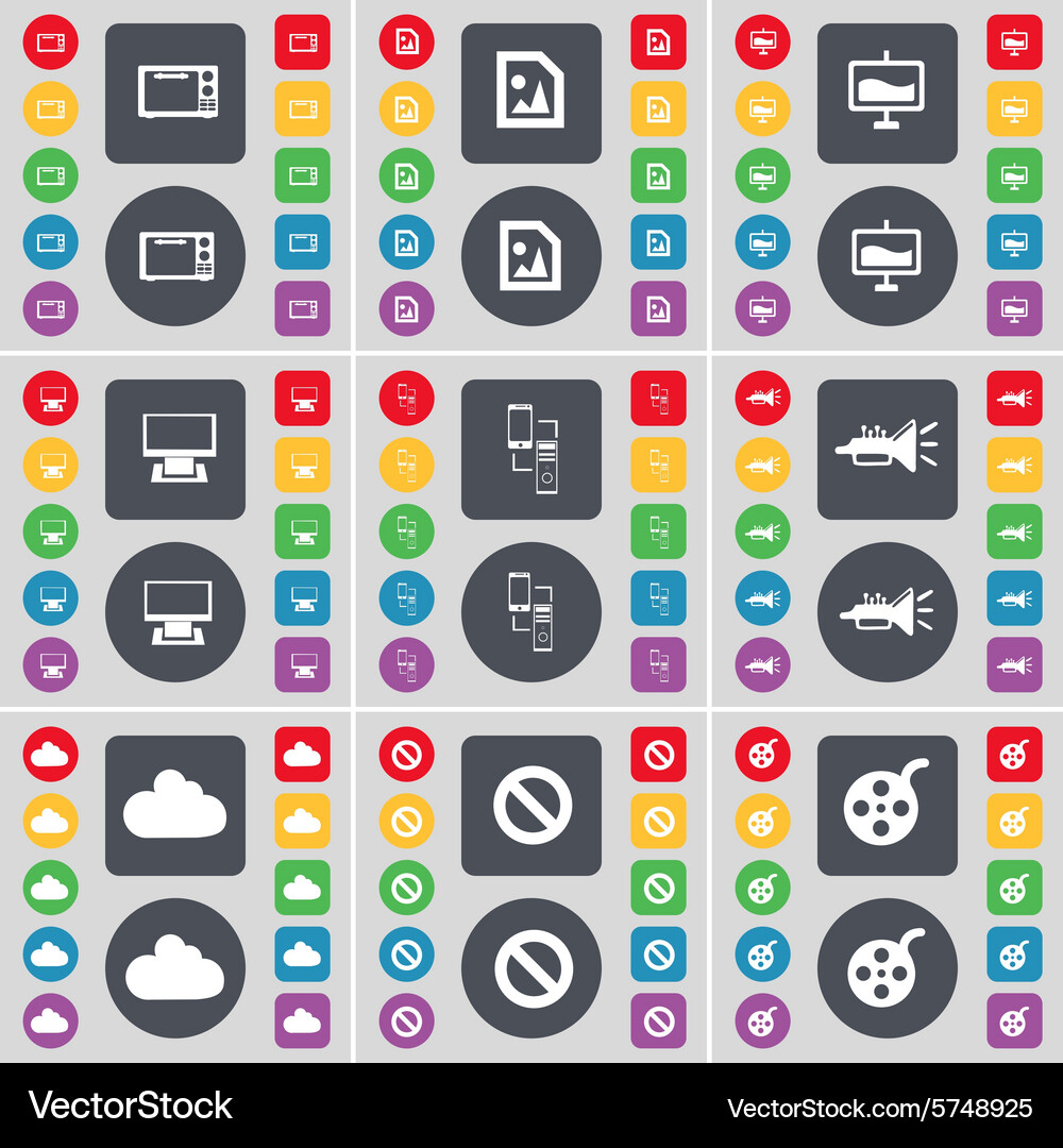 Microwave media file graph monitor connection Vector Image