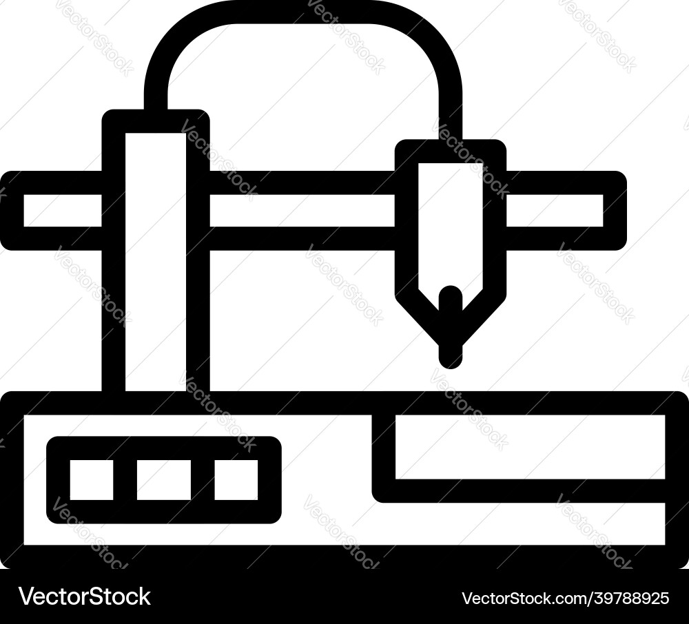 Printer cnc machine icon outline lathe Vector Image