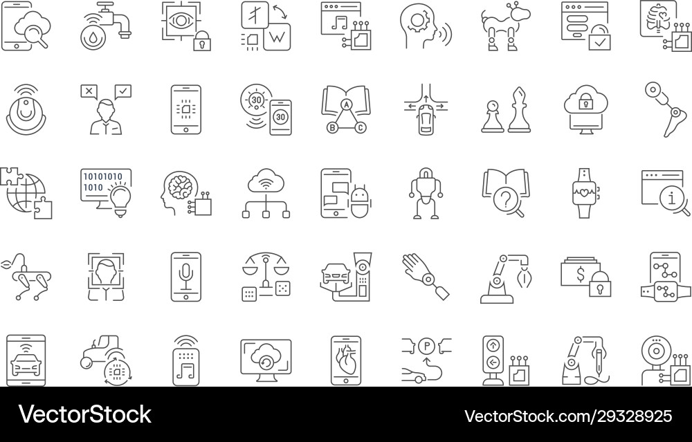 Set simple icons artificial intelligence Set simple icons artificial intelligence vector image