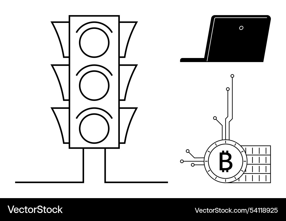 Simplistic outline of traffic light computer Simplistic outline of traffic light computer vector image