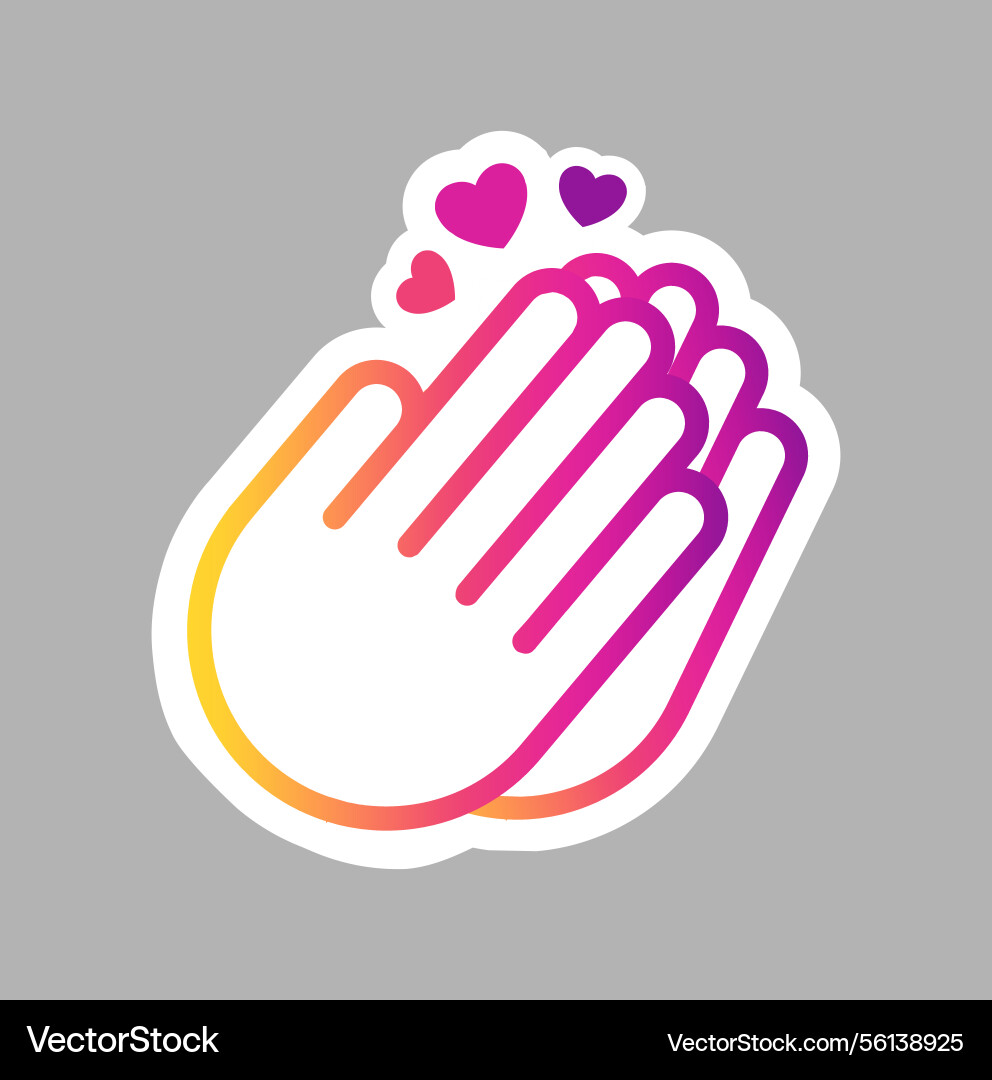 Sticker with clapping hands from which a heart com Sticker with clapping hands from which a heart com vector image