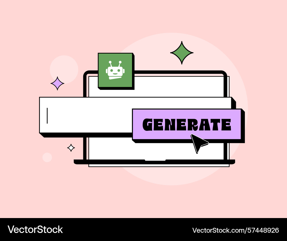 Ai generator prompt in retro flat style with robot Ai generator prompt in retro flat style with robot vector image