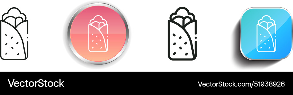 Burrito icon thin linear regular and button style Burrito icon thin linear regular and button style vector image