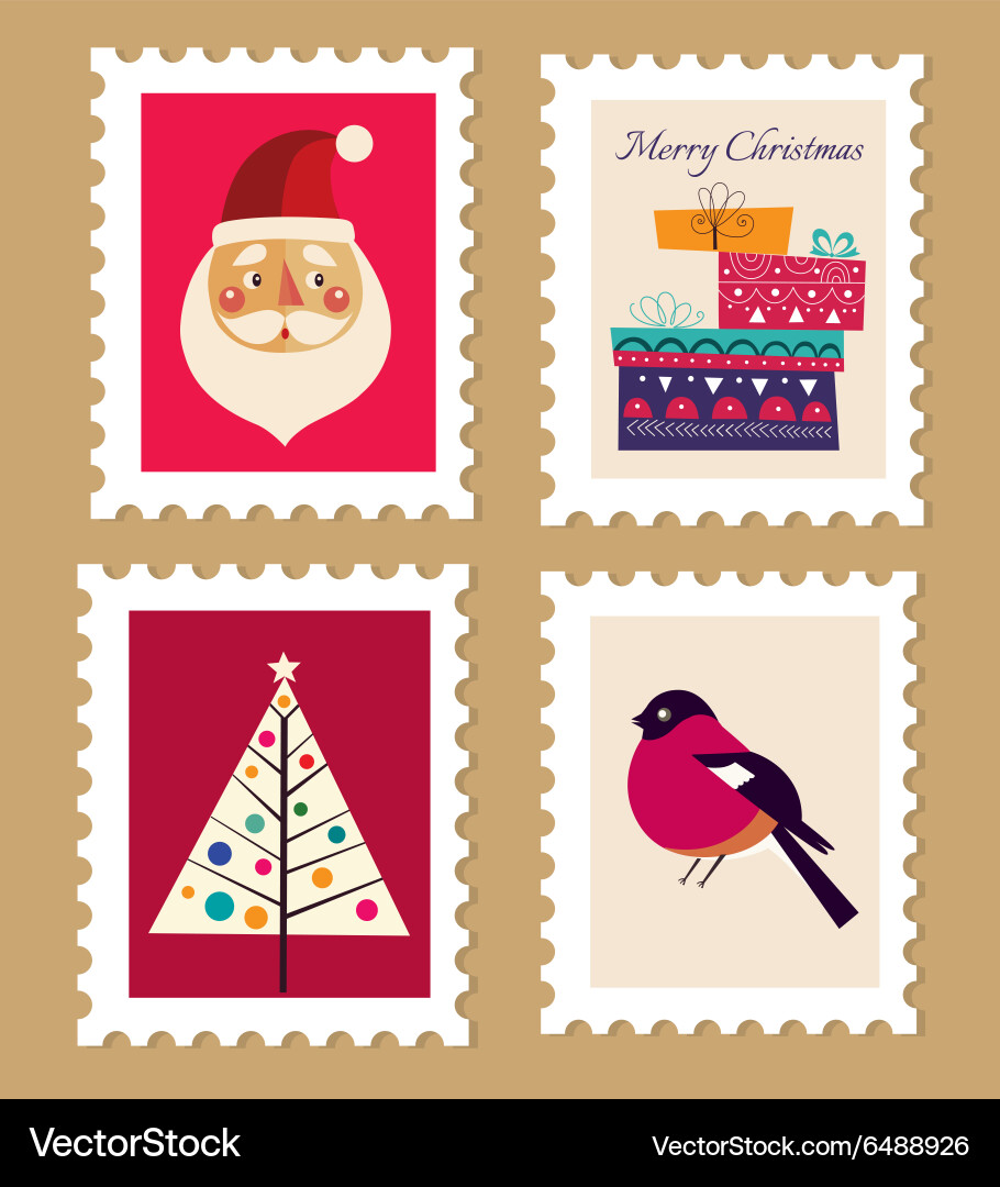 Christmas Post Stamps Collection – Royalty-Free Vector | VectorStock, image size:910x1080