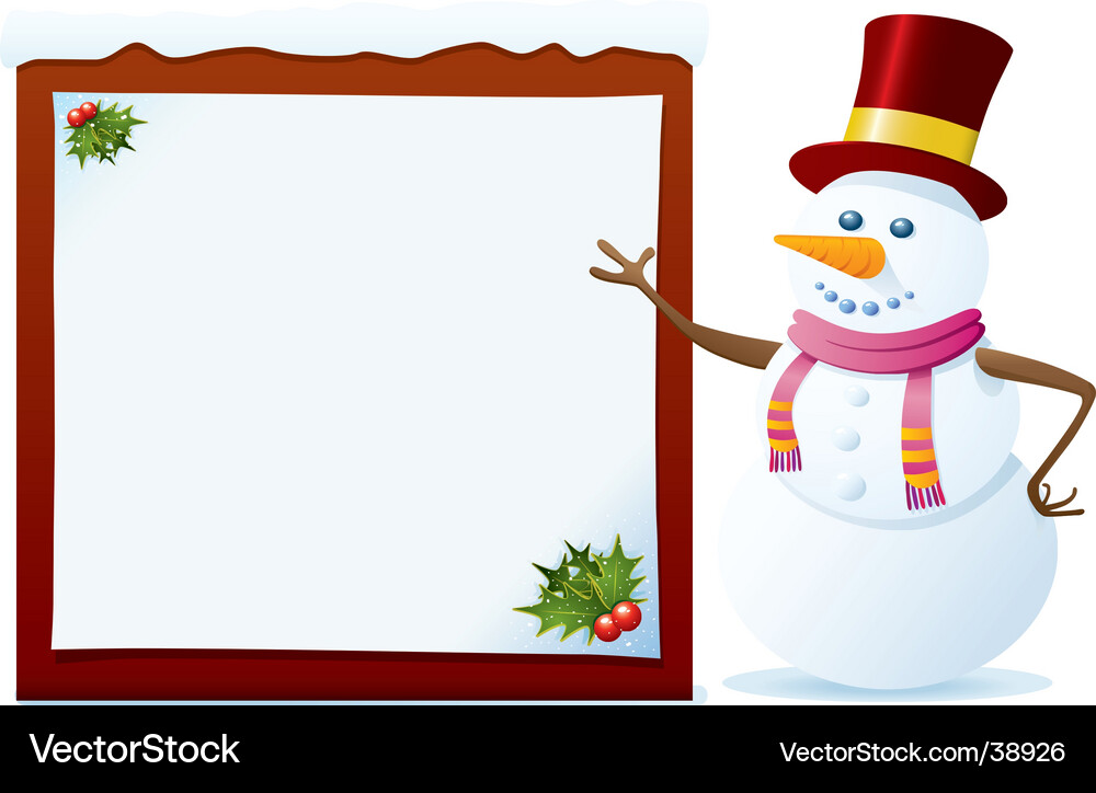 Cute Snowman with Banner Vector Image