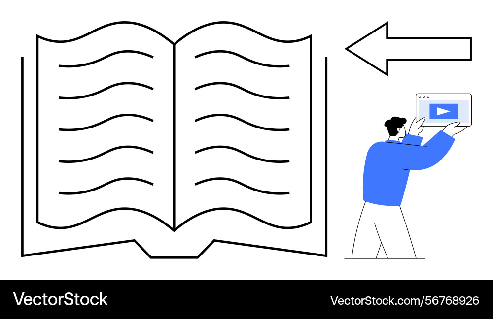 Digital learning concept with open book and video Digital learning concept with open book and video vector image