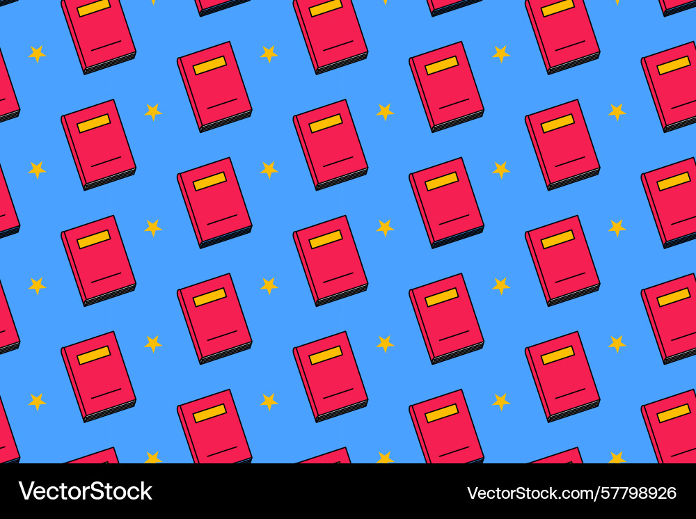 Notes with star school stationery seamless pattern Vector Image