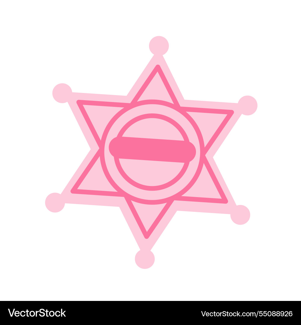Pink core cowboy sheriff star shaped badge Pink core cowboy sheriff star shaped badge vector image