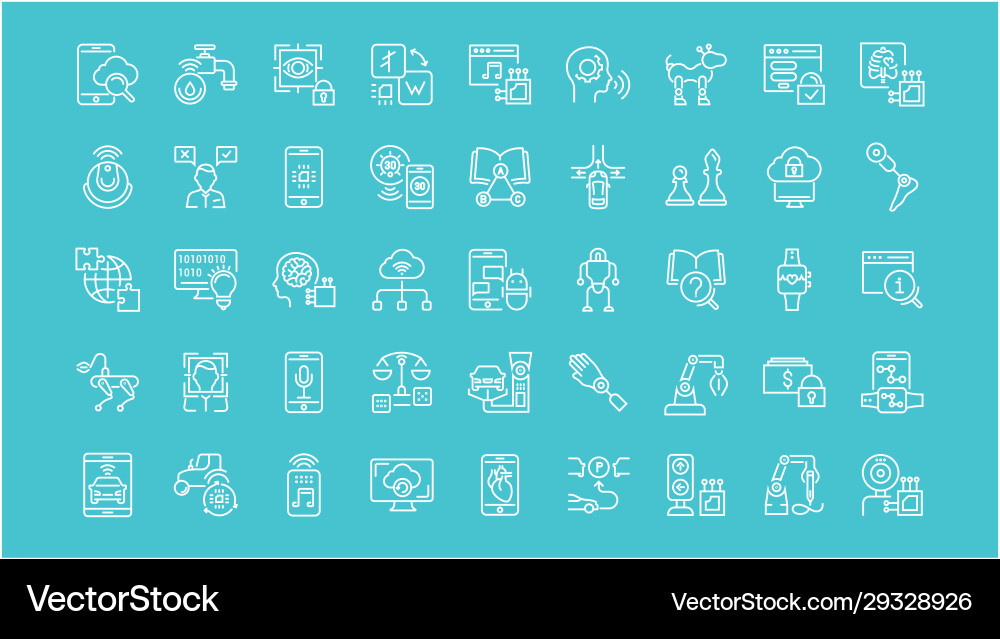Set line icons artificial intelligence Set line icons artificial intelligence vector image