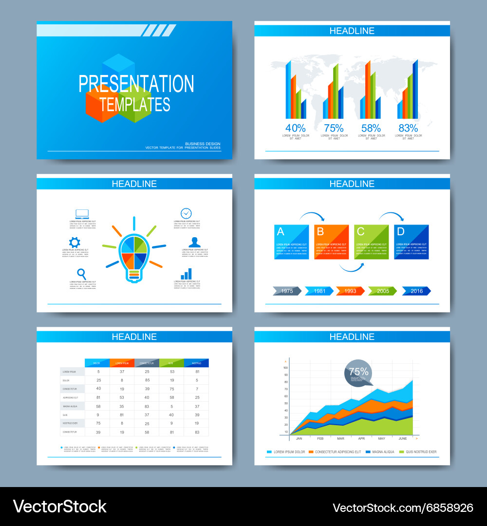 Set of template for presentation slides Vector Image