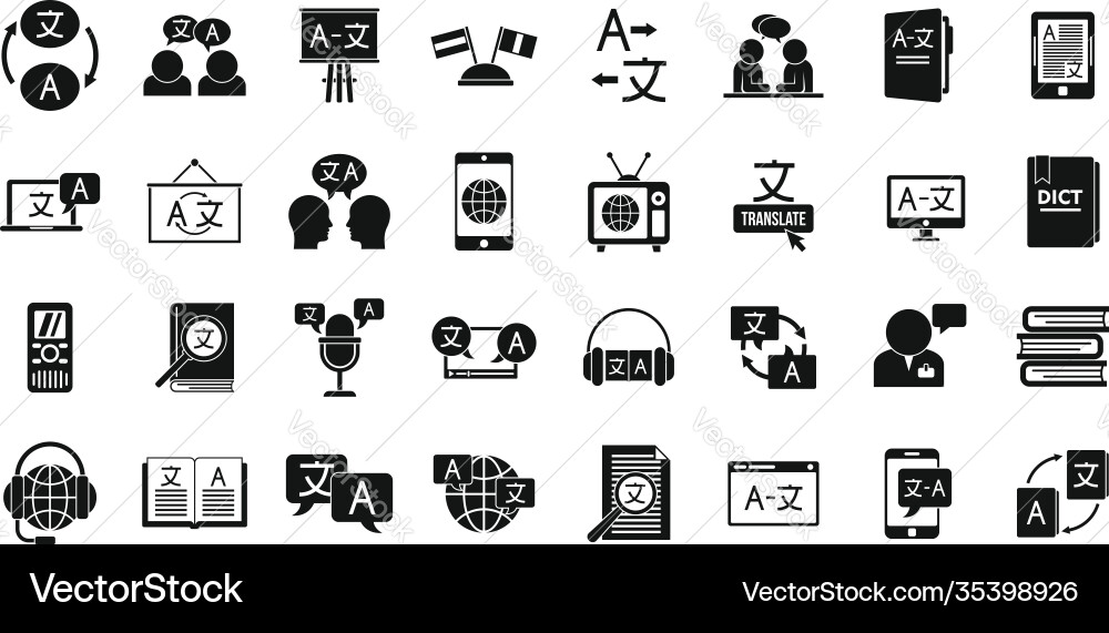 Translator icons set simple style Translator icons set simple style vector image