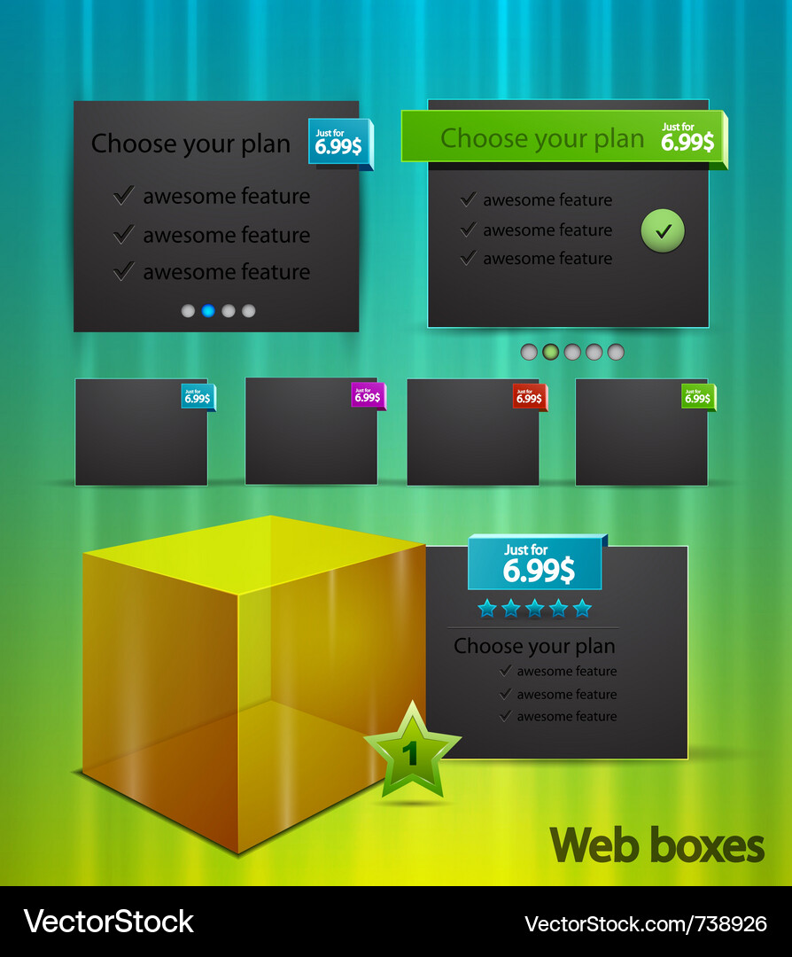 Website Boxes & Templates Vector Image