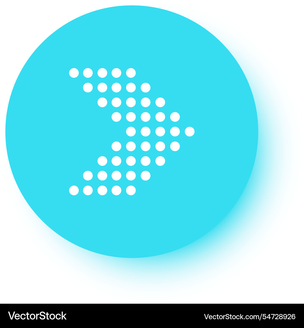 White dotted arrow pointing right on a light blue White dotted arrow pointing right on a light blue vector image