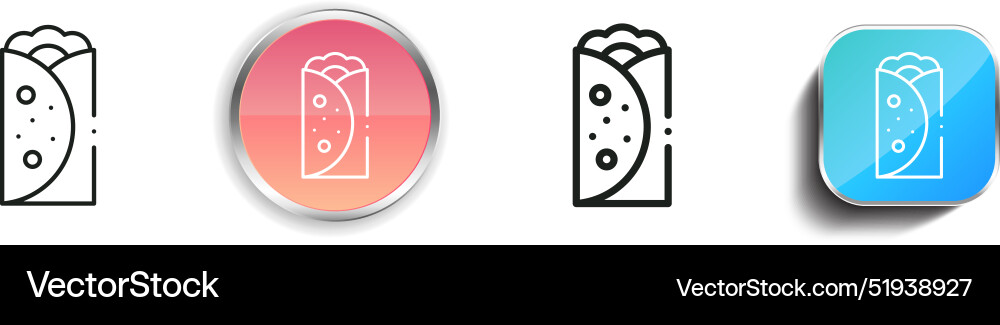 Burrito icon thin linear regular and button style Burrito icon thin linear regular and button style vector image