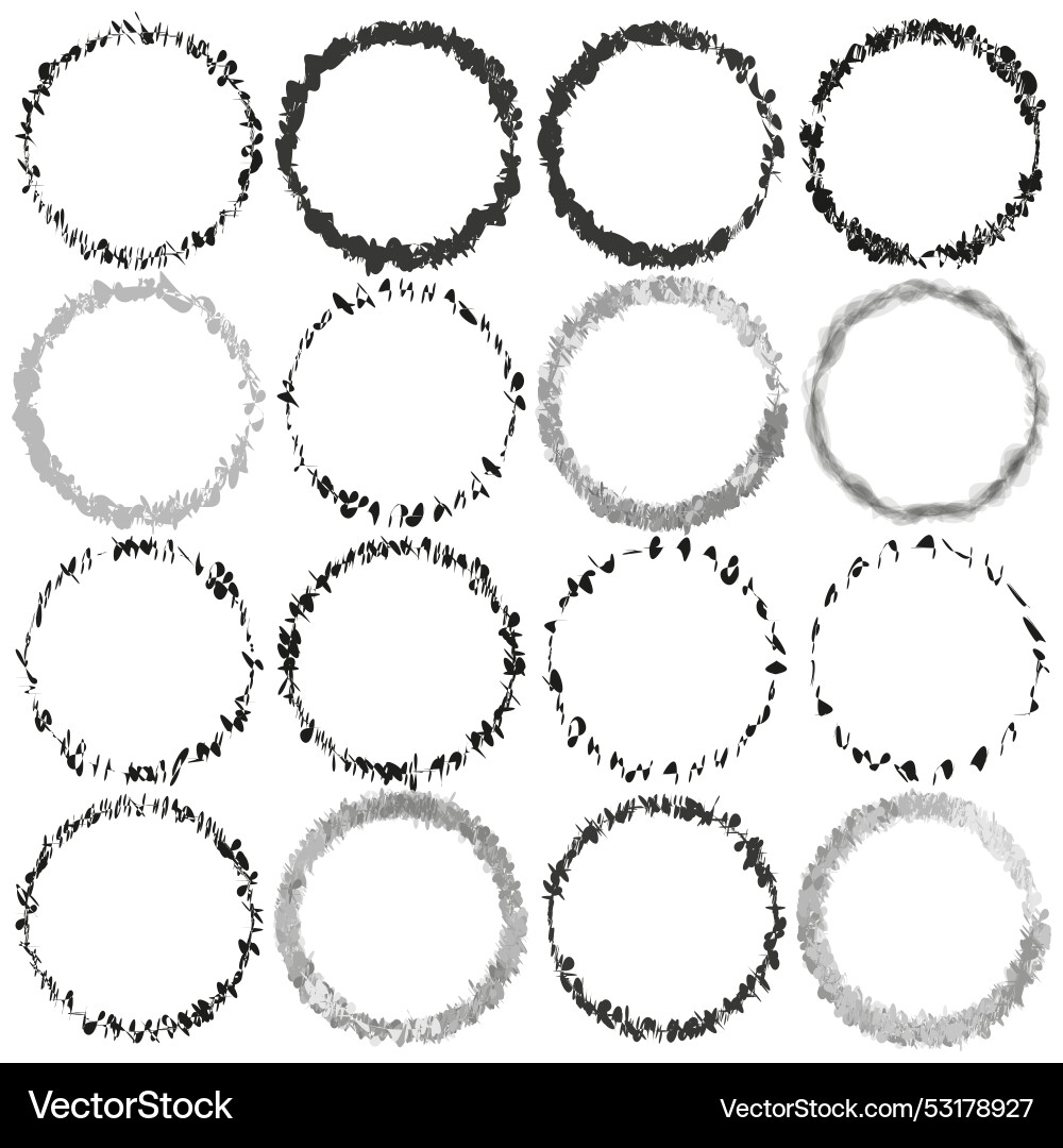Circular grunge frames collection abstract round Circular grunge frames collection abstract round vector image