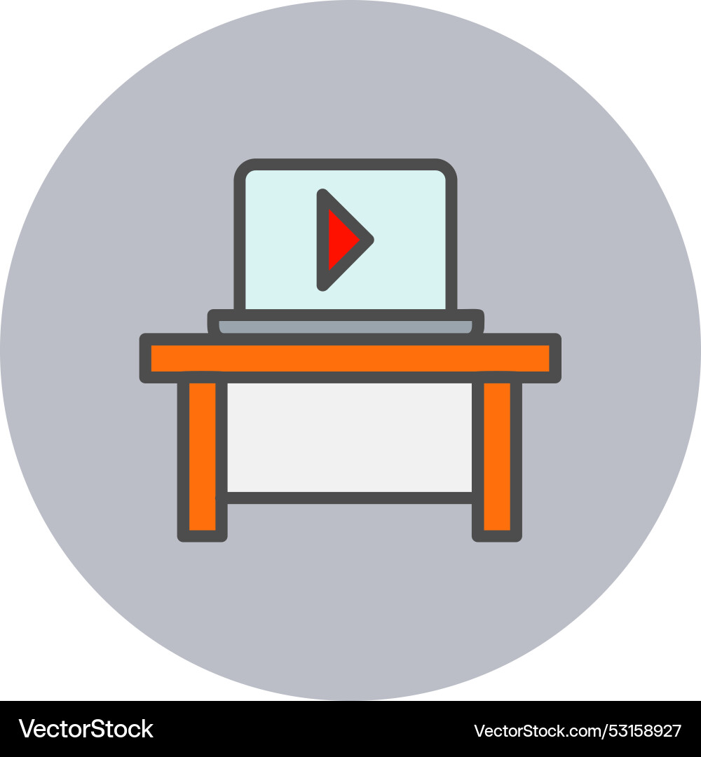 Computer table line filled circle icon vector image