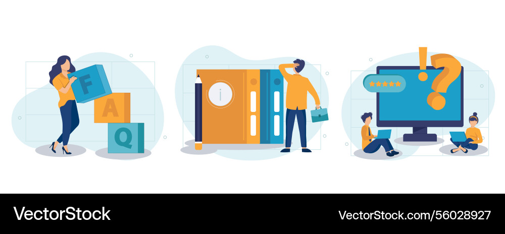 Frequency asked questions and helpdesk set Frequency asked questions and helpdesk set vector image