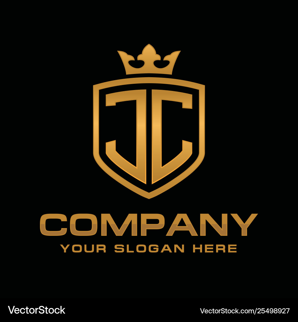 JC Initial Shield Logo vector image