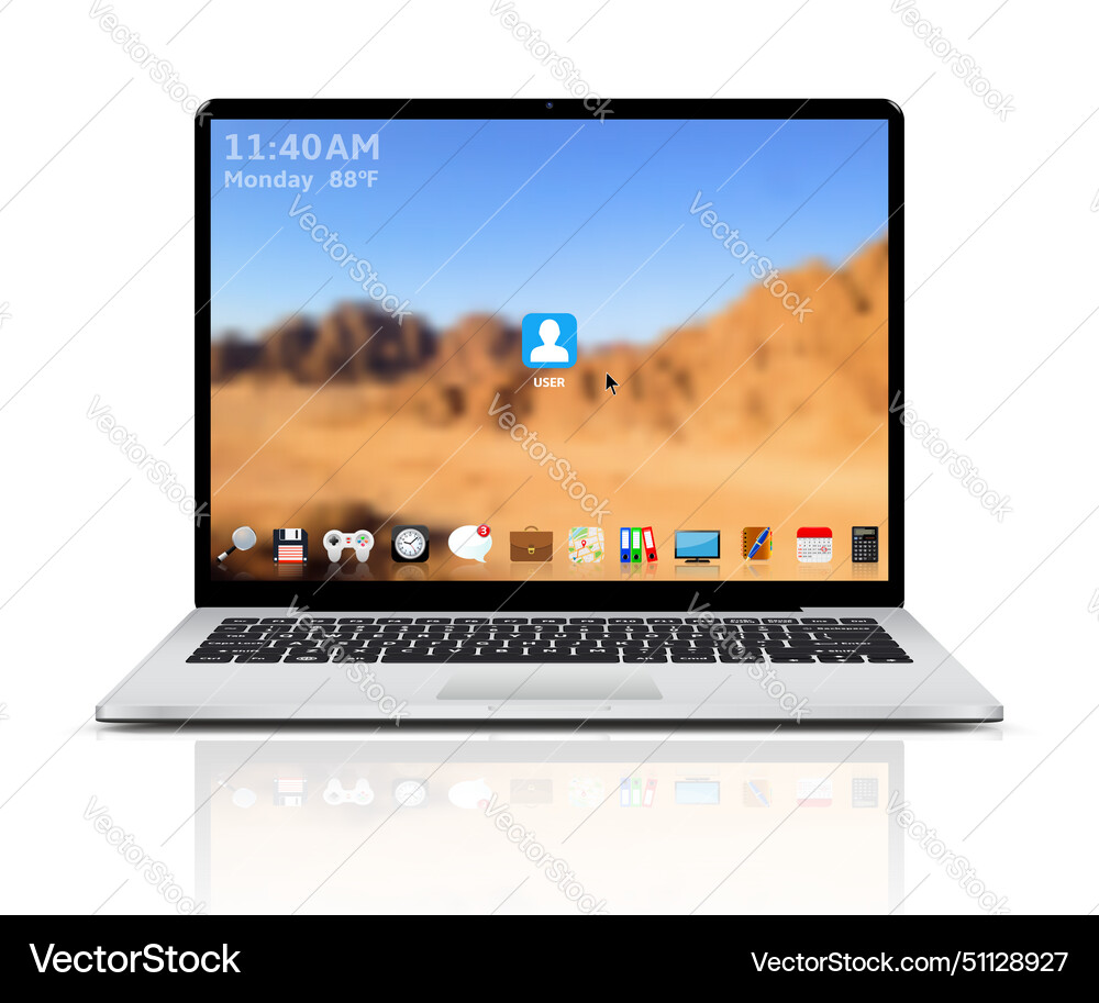 Laptop with user interface on screen vector image